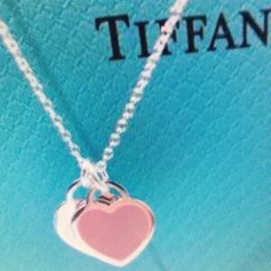 Tiffany & Co Pink and Silver Heart Pendant Necklace
